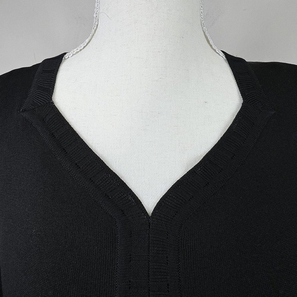 Exclusively Misook Black Short Sleeve Knit Midi Dress size M V Neck - Picture 3 of 9